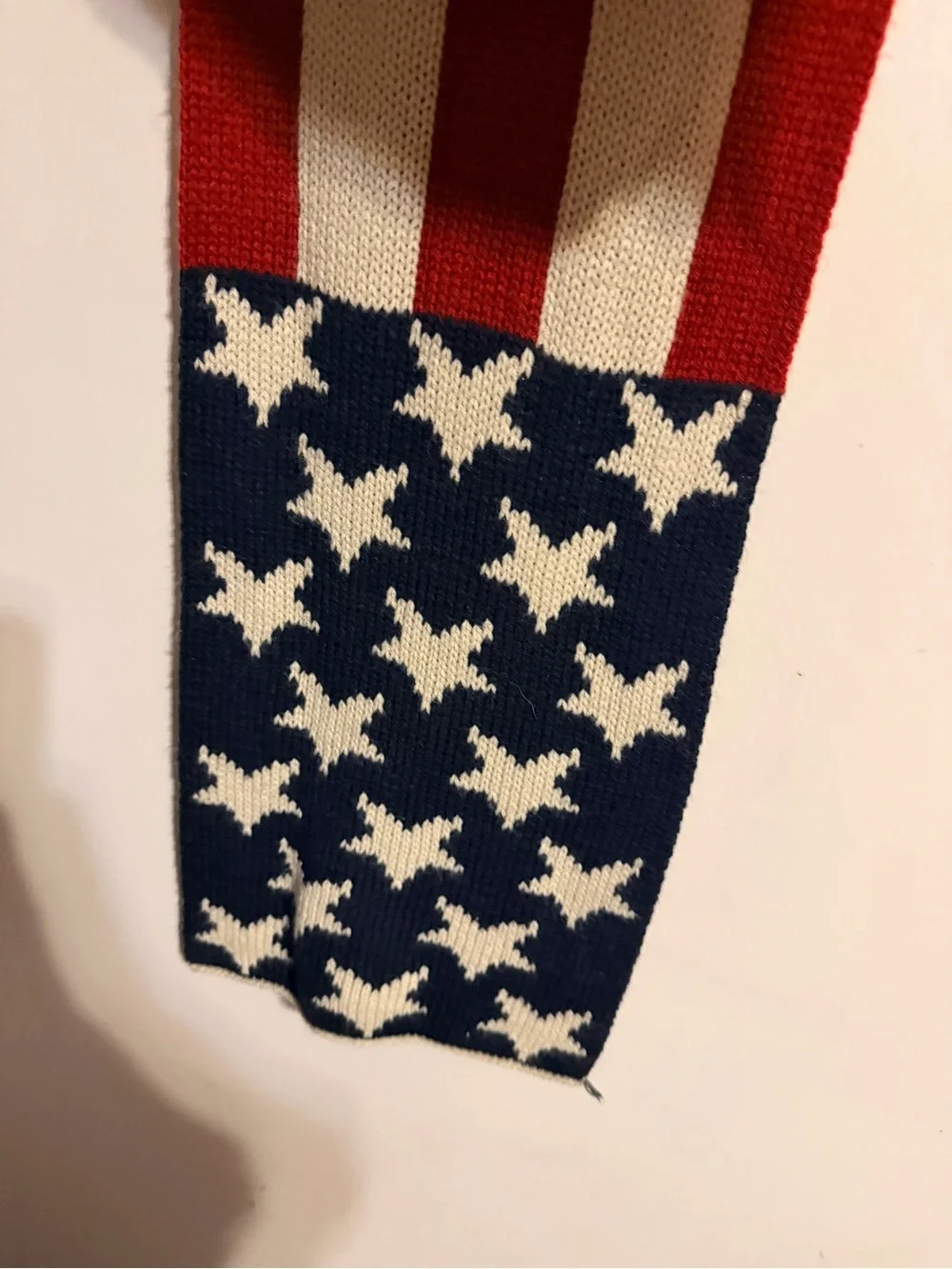 Americana Knit Flag Scarf‎ Red White Blue Stars Stripes Cozy Winter Unisex